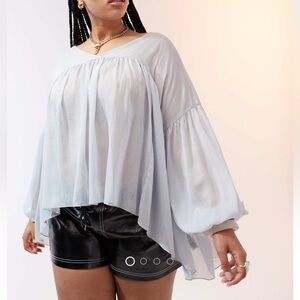 ASOS Sheer White Flowy V-Neck Top NWT